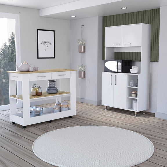 Light Oak 4-Door Kitchen Set / Ample Space for Kitchen Items