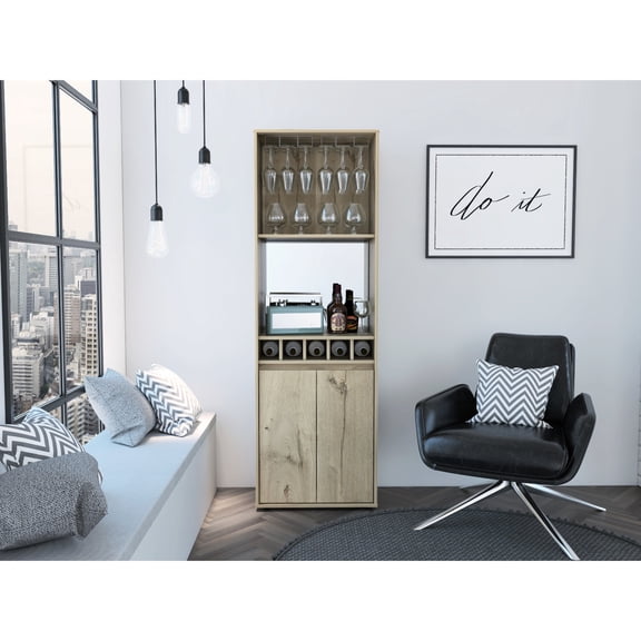 Light Oak Bar, 5 Bottles Accommodation | Functional Storage for Home Entertaining