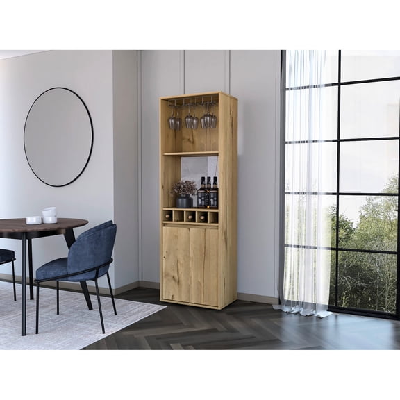 Light Oak Bar Cabinet for Living Room - Spacious Storage and Stylish Design