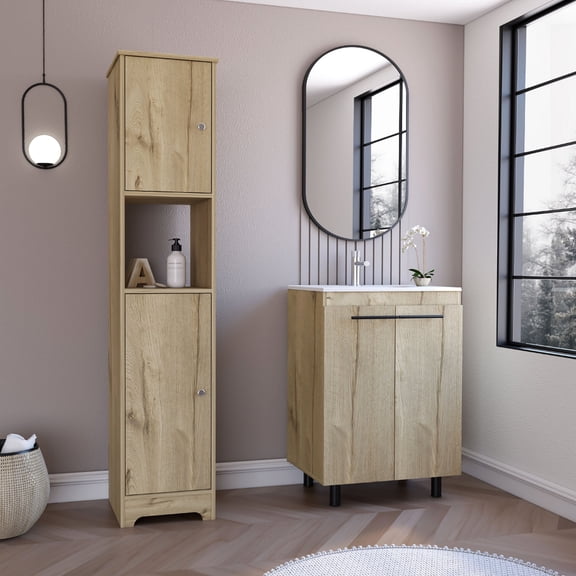 Light Oak Bathroom Set / Simple Assembly with Online Support / Contemporary Bathroom