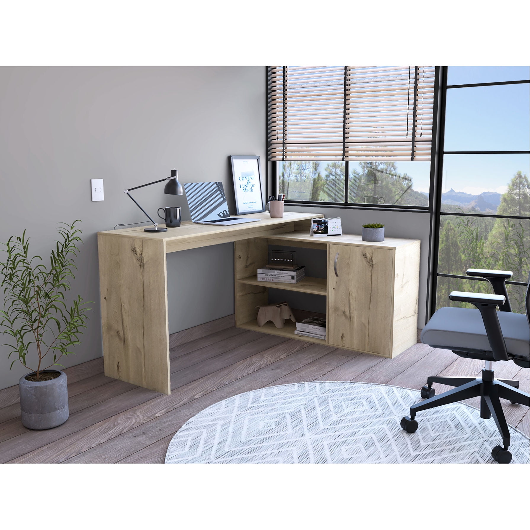 Light Oak Corner Desk | Wide Surface for Screens in Home Office ...