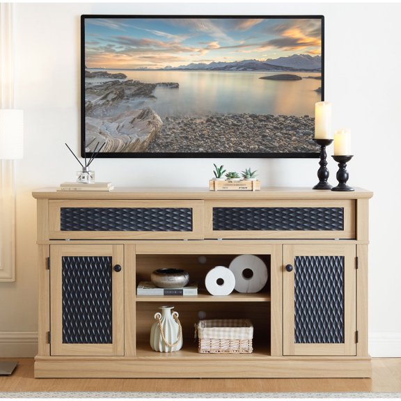 Light Oak Finish | Function as TV Stand, Console Table or Buffet Cabinet | Blend Well with Various Decor Styles
