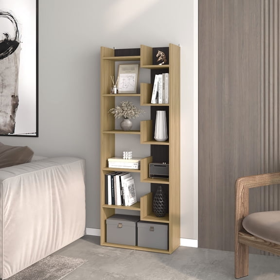 Light Oak Open Storage Bookcase / Enhance Office Aesthetics