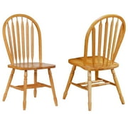 Selections Arrowback Windsor Dining Side Chair in Light Oak Solid Wood Set of 2