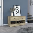 thumbnail image 1 of Light Oak Storage Bench with 2 Shelves and 2 Drawers, 1 of 7