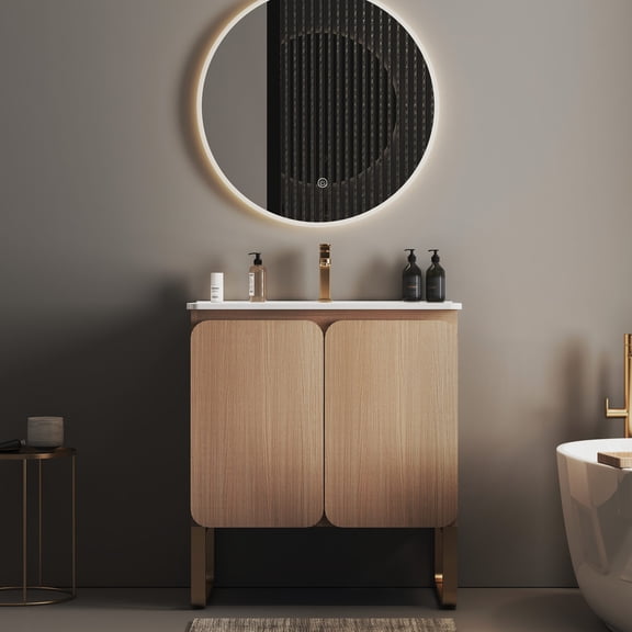 Light Oak Vanity with DTC Hinges | Creates a Serene Bathroom Environment | Offers a Minimalist Design Approach