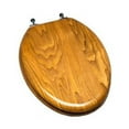 Light Oak Wood Decorative Finish Elongated Toilet Seat with Chrome Hinge