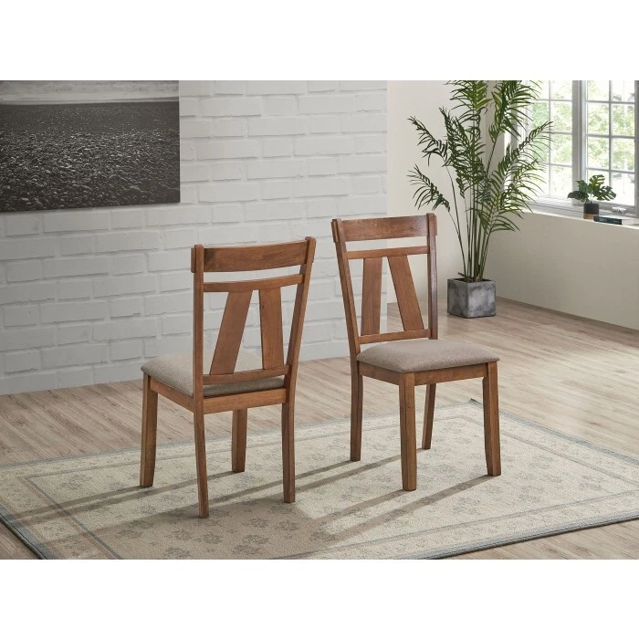 Light Oak Wood Dining Chair Set of 2, Padded Cushion Kitchen Chair ...