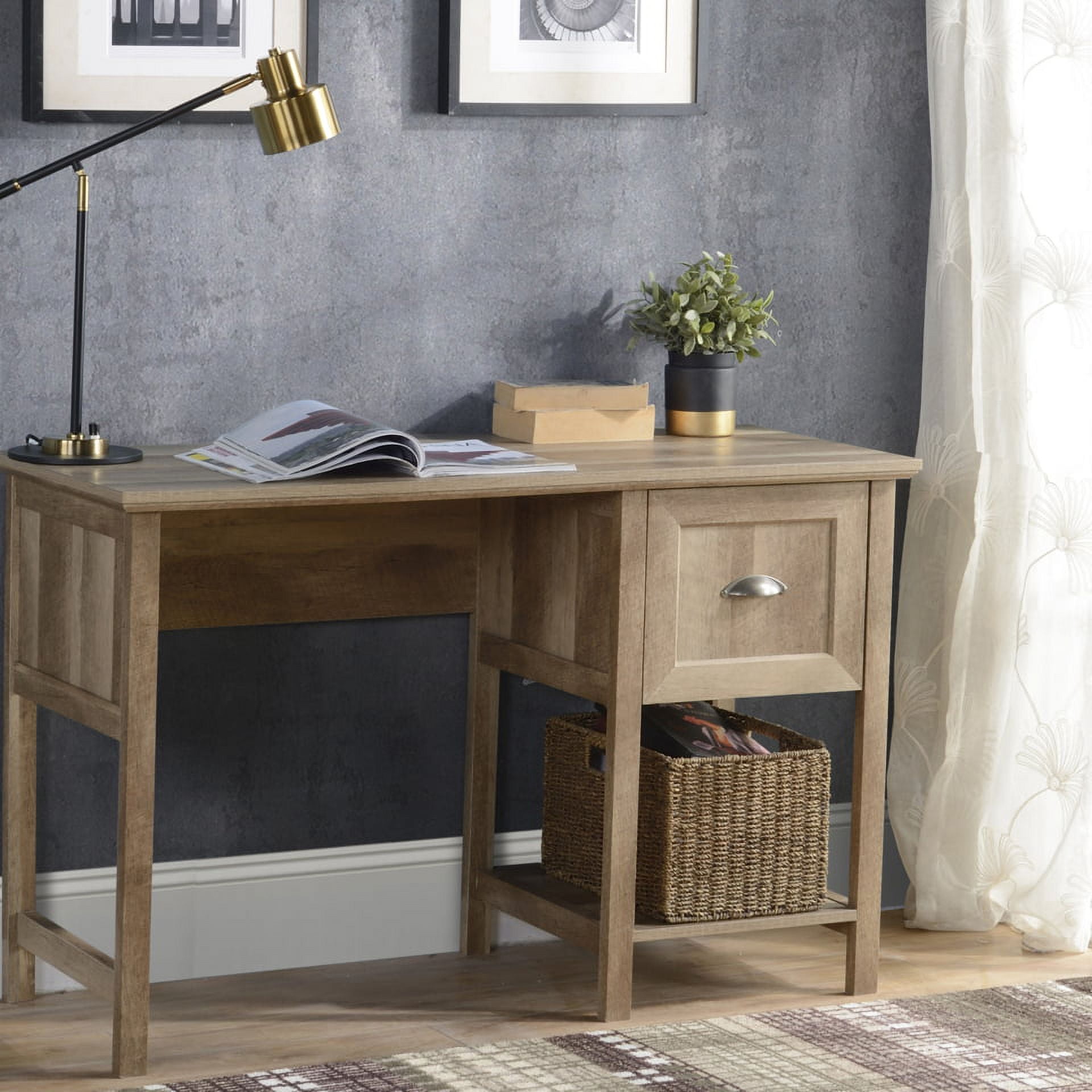 Light Oak Writing Desk with Hutch