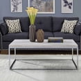 thumbnail image 1 of Light Oak and Metal Rectangular Sled Table / Easy Transport for Room Decor, 1 of 4