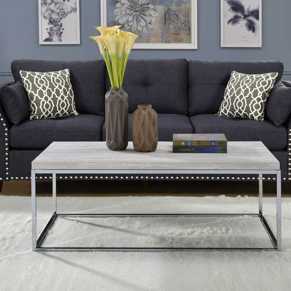 Light Oak and Metal Rectangular Sled Table / Easy Transport for Room Decor