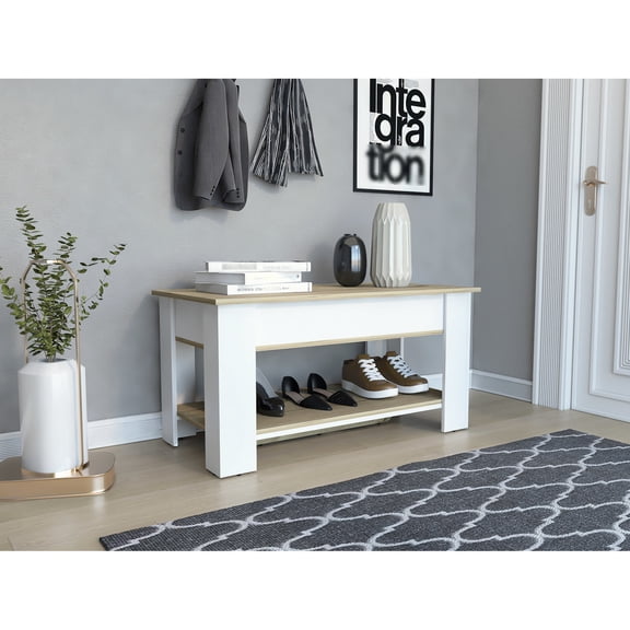Light Oak and White Liftable Table / Modern Look for Entryway