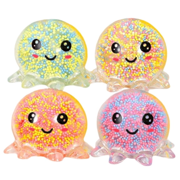 Light Up Octopus Stress Relief Squeeze Ball with Foam Particles, Soft Squishy Sensory Fidget for Adult ADHD Anxiety Relief, Bulk Party Favors & Goodie Bag Stuffers, Random Color for Relaxation