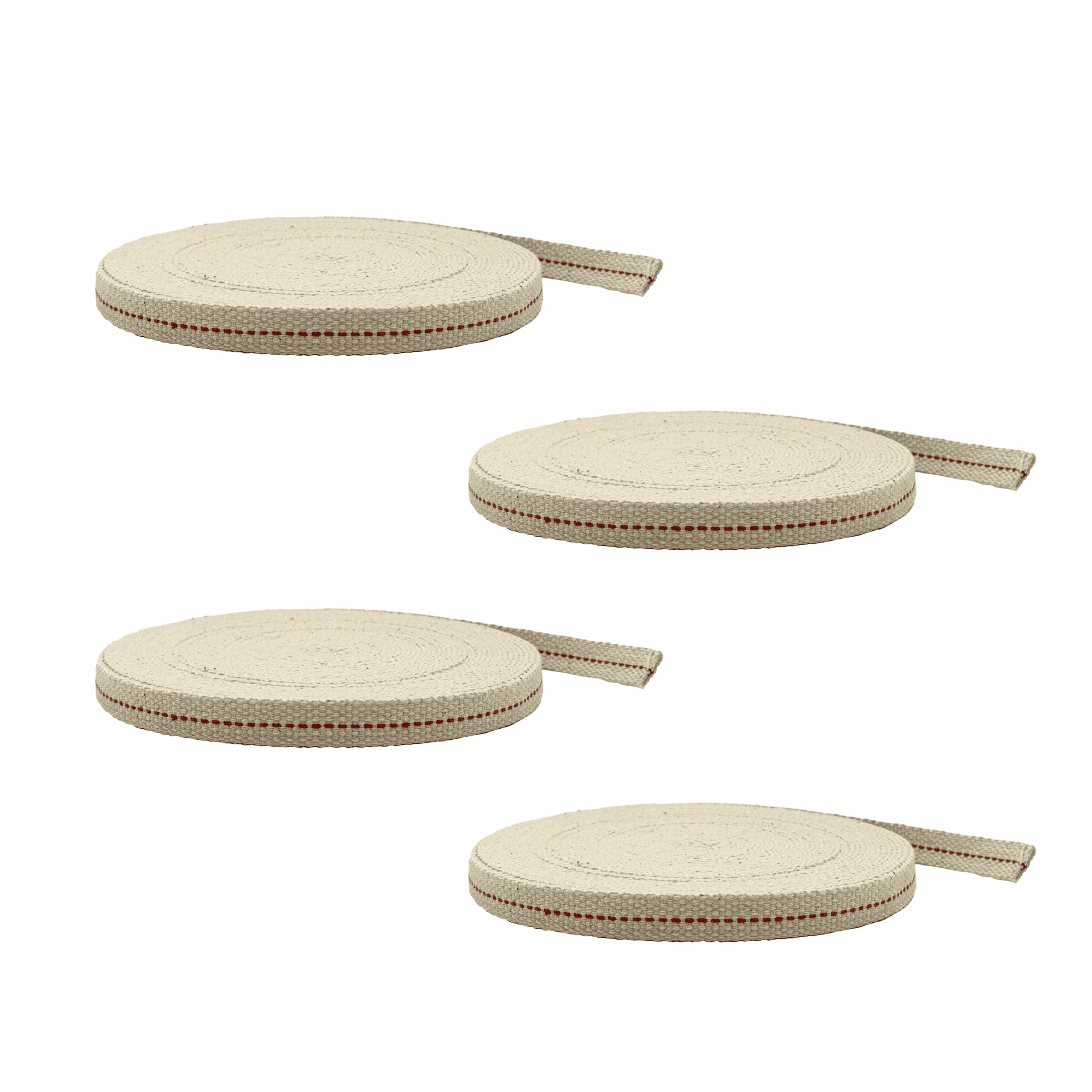 Light of Mine: 1/2" Inch 33' Foot, 100% Cotton Flat Wick - 4 Pack for Paraffin Oil, Kerosene Based Lanterns, and Oil Lamps with Genuine Red Stitch