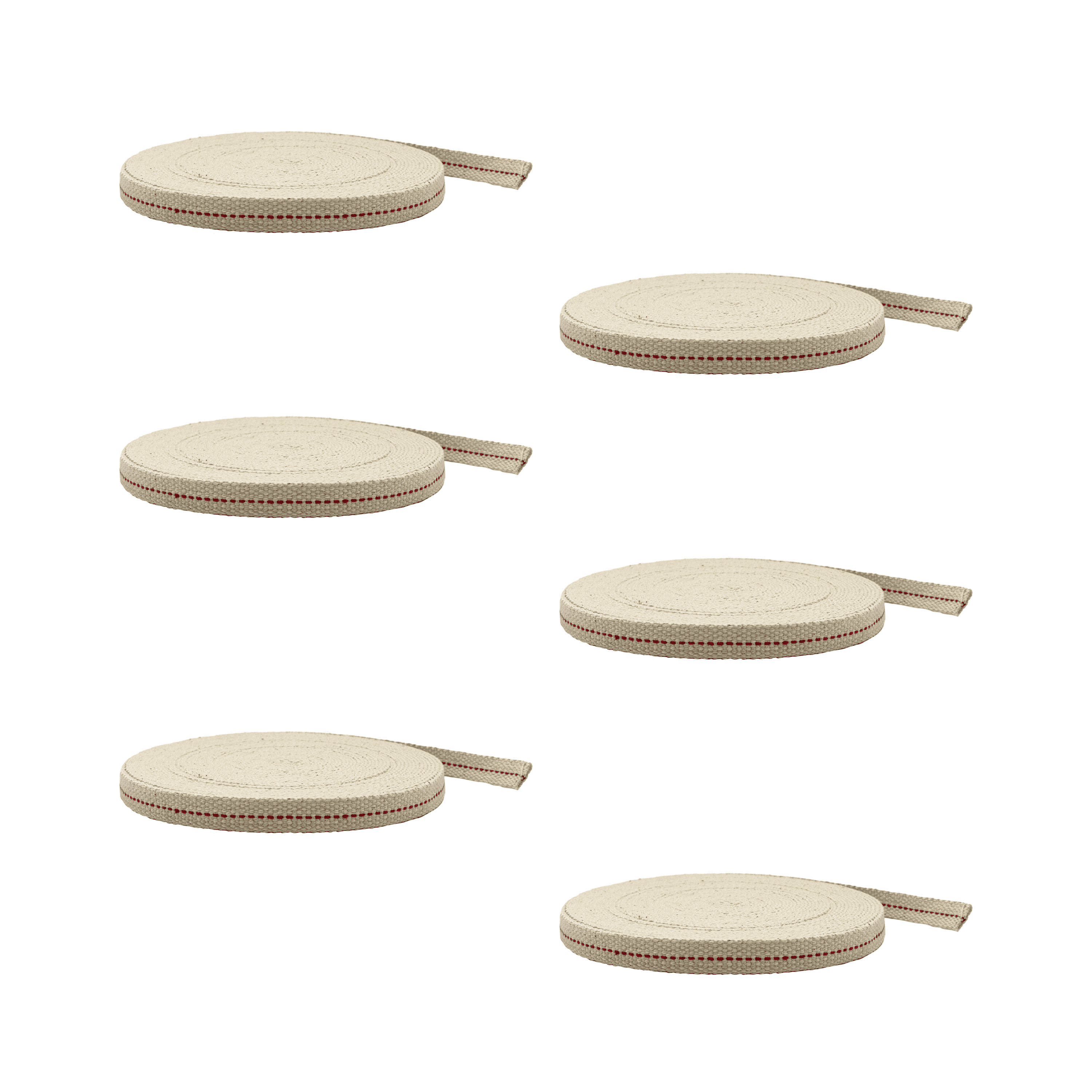 Light of Mine: 1/2" Inch 33' Foot, 100% Cotton Flat Wick - 6 Pack for Paraffin Oil, Kerosene Based Lanterns, and Oil Lamps with Genuine Red Stitch