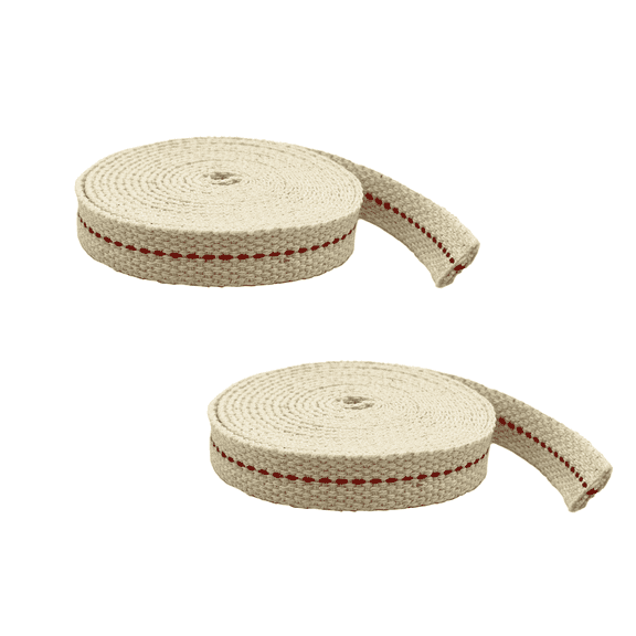 Light Of Mine 1/2" Inch 100% Cotton Flat Wick 6 Foot Roll for Paraffin Oil or Kerosene Based Lanterns and Oil Lamps with Genuine Red Stitch - Pack 2