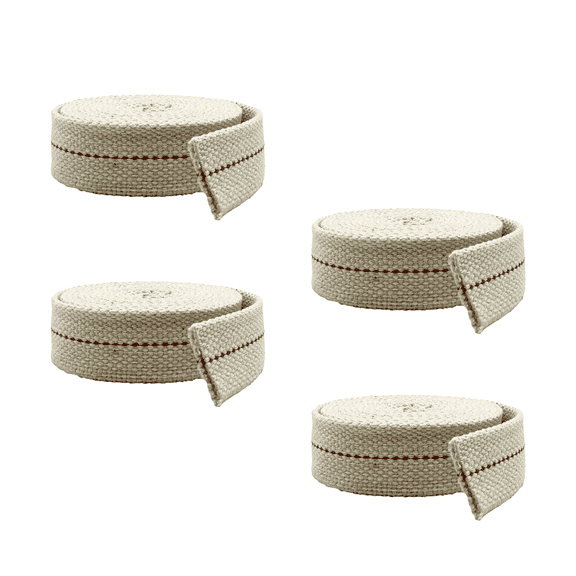 Light Of Mine 1" Inch 100% Cotton Flat Wick 6 Foot Roll for Paraffin Oil or Kerosene Based Lanterns and Oil Lamps with Genuine Red Stitch - Pack 4