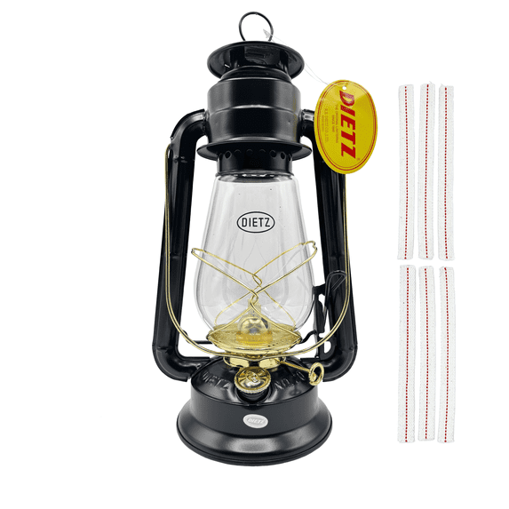 Light of Mine: Dietz #20 Junior Black with Gold Trim Oil Lantern with 5/8" Replacement Wick Strips (Black with Gold Trim)