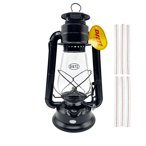 Light of Mine: Dietz #20 Junior Black with Gold Trim Oil Lantern Including 6-Pack of 100% Cotton 5/8" Replacement Wick Strips (#20, BLK & G)