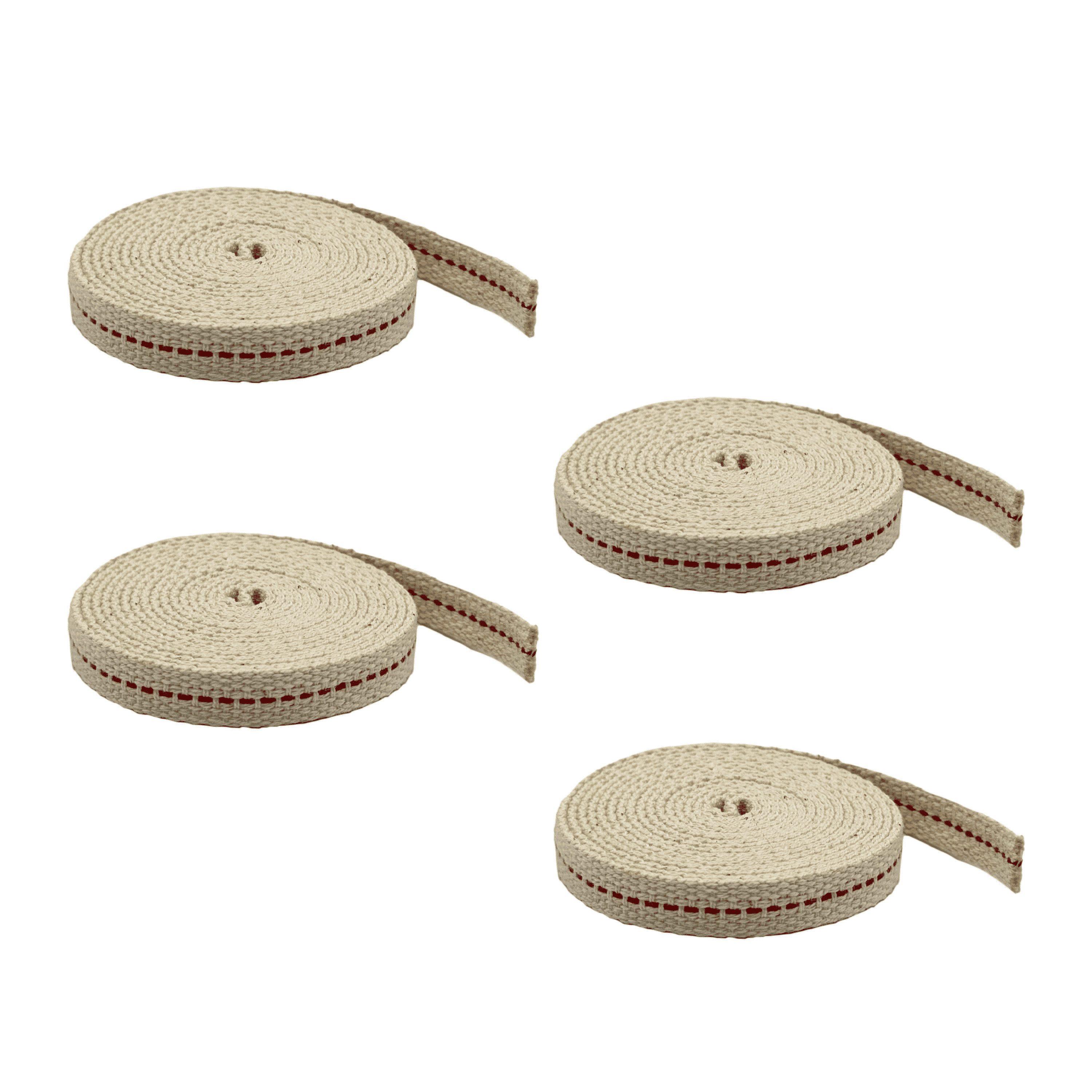 Light of Mine: 3/8" Inch 33' Foot, 100% Cotton Flat Wick - 4 Pack for Paraffin Oil, Kerosene Based Lanterns, and Oil Lamps with Genuine Red Stitch
