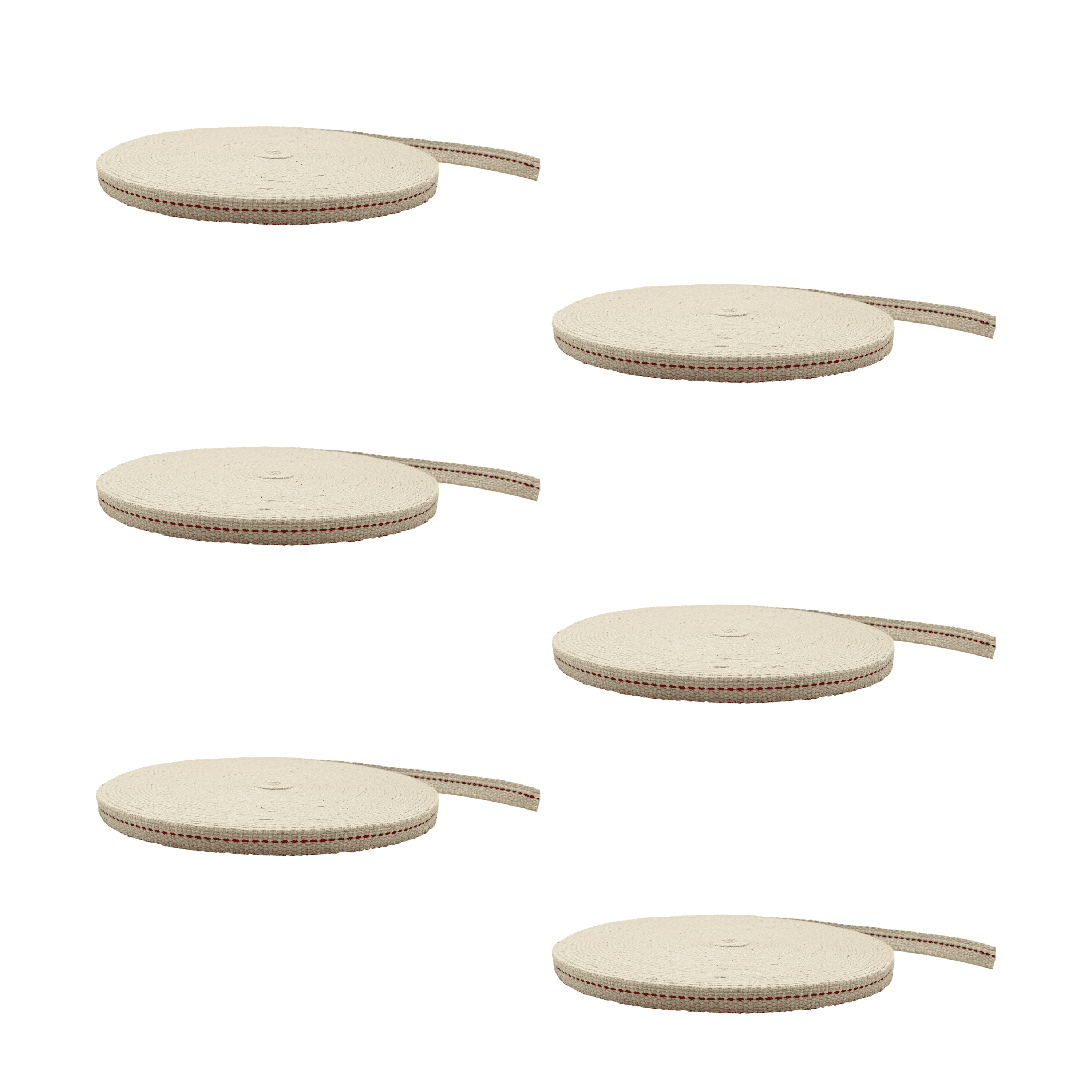 Light of Mine: 3/8" Inch 33' Foot, 100% Cotton Flat Wick - 6 Pack for Paraffin Oil, Kerosene Based Lanterns, and Oil Lamps with Genuine Red Stitch