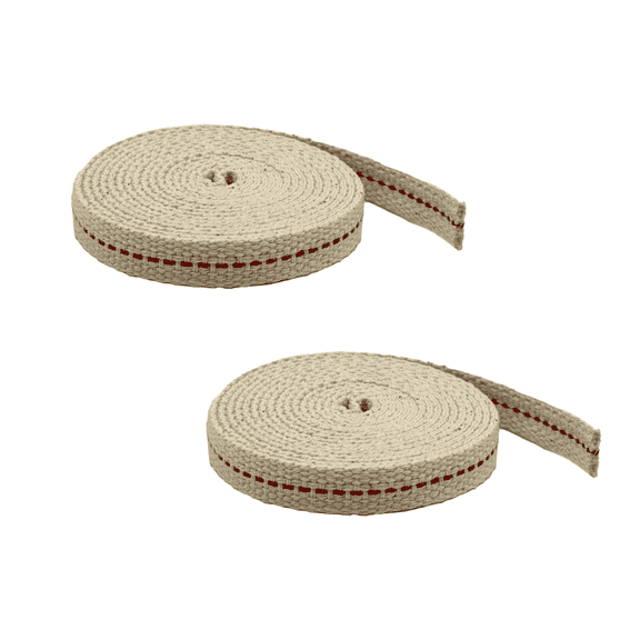Light Of Mine 3/8" Inch 100% Cotton Flat Wick 6 Foot Roll for Paraffin Oil or Kerosene Based Lanterns and Oil Lamps with Genuine Red Stitch - Pack 2