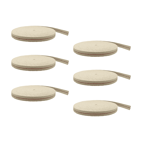 Light of Mine: 5/8" Inch 33' Foot, 100% Cotton Flat Wick - 6 Pack for Paraffin Oil, Kerosene Based Lanterns, and Oil Lamps with Genuine Red Stitch