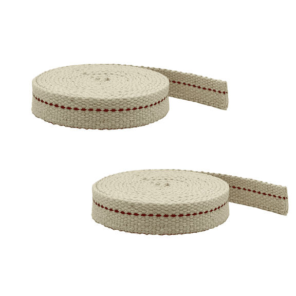Light Of Mine 5/8" Inch 100% Cotton Flat Wick 6 Foot Roll for Paraffin Oil or Kerosene Based Lanterns and Oil Lamps with Genuine Red Stitch - Pack 2