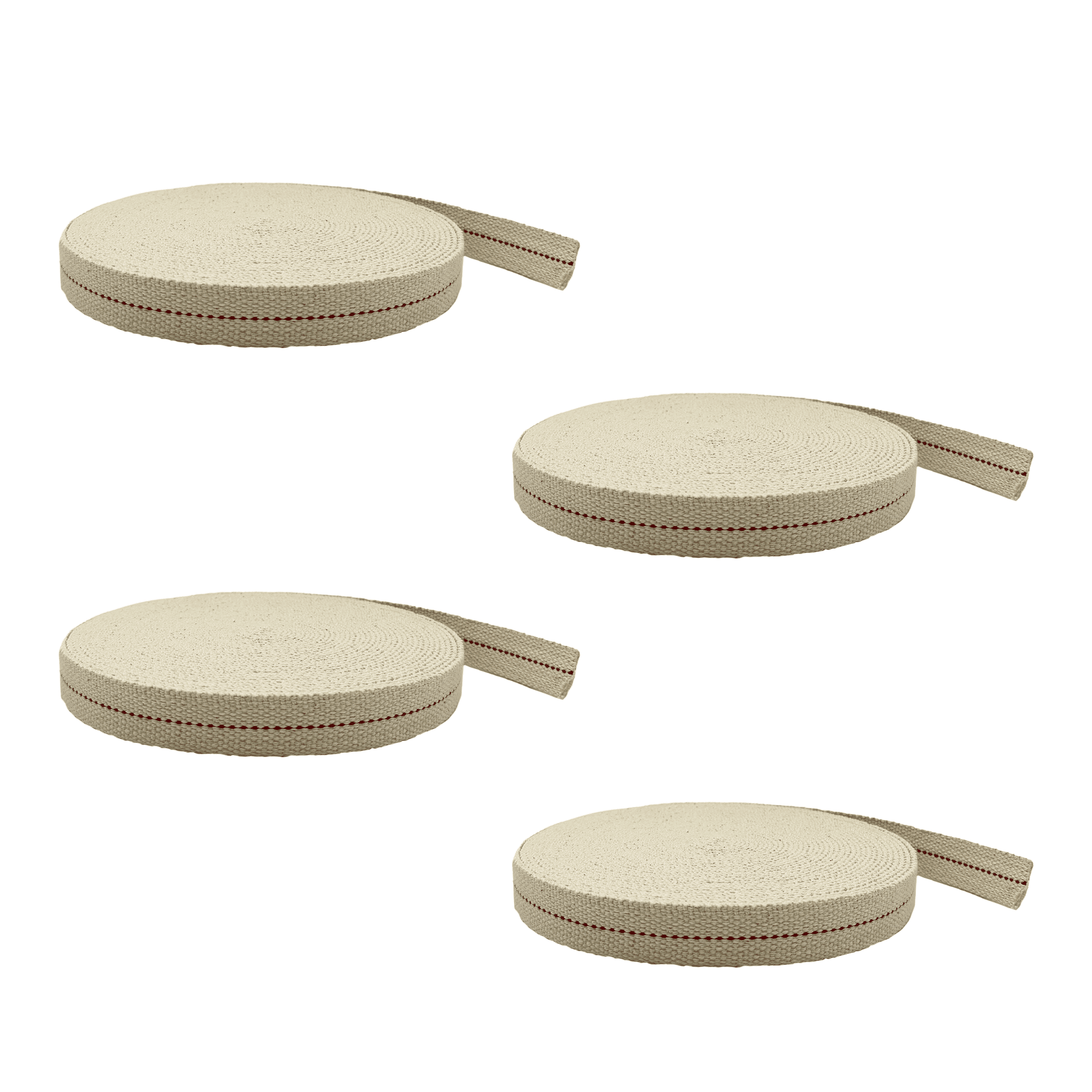 Light of Mine: 7/8" Inch 33' Foot, 100% Cotton Flat Wick - 4 Pack for Paraffin Oil, Kerosene Based Lanterns, and Oil Lamps with Genuine Red Stitch