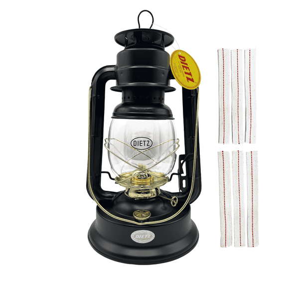 Light of Mine: Dietz #90 D-Lite Black with Gold Trim Oil Lantern with 7/8" Replacement Wick Strips
