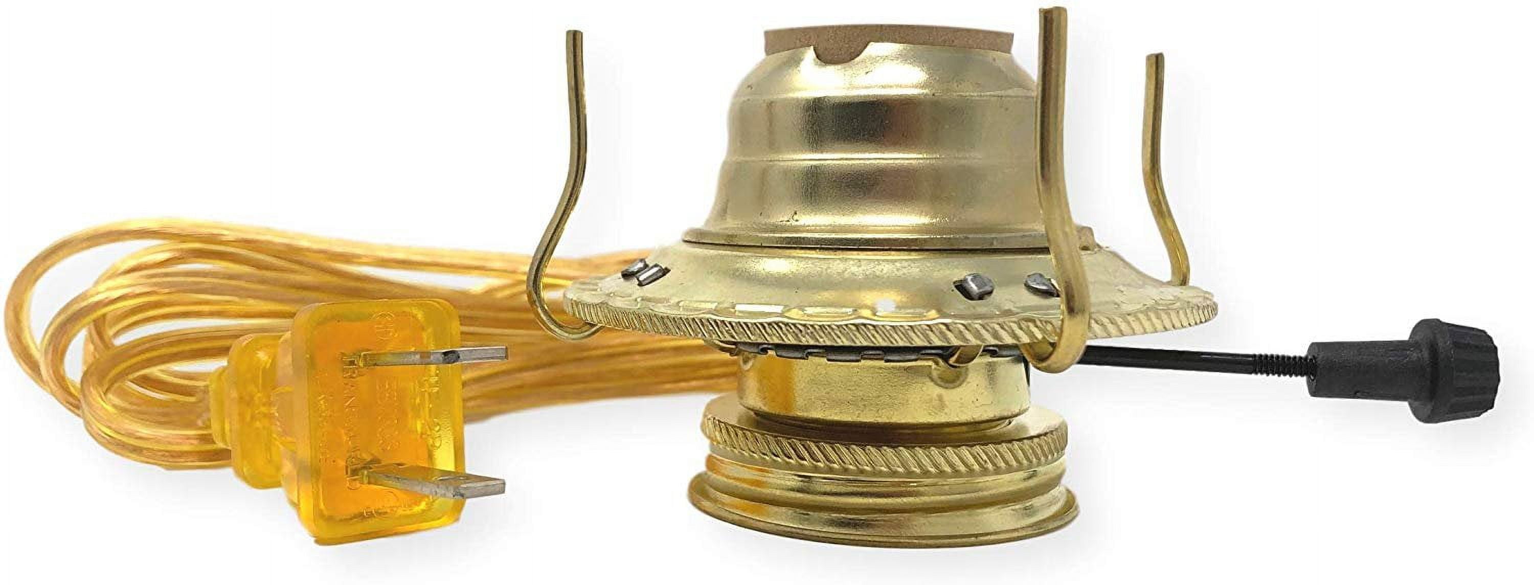 Light Of Mine | Electric Burner Conversion Kit | #2 Brass Plate Burner with Gold Cord | Oil Lamp Parts (2)