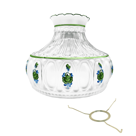 Light Of Mine Princess Feather Shade and Tripod (10" Flat Tripod with Green Floral Shade)