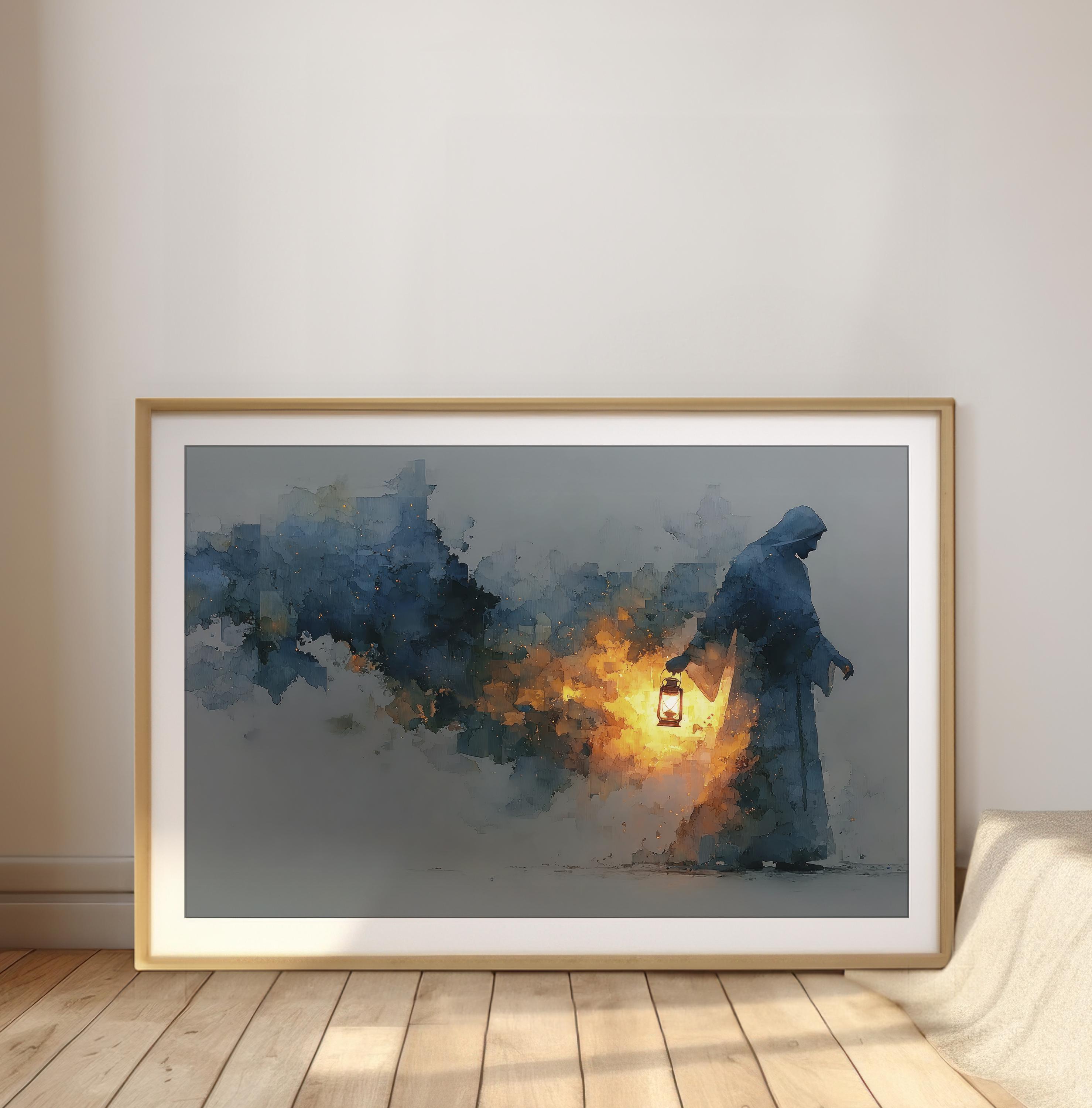 Light Of The World | Jesus Lantern | Modern Christian Wall Art Warm ...