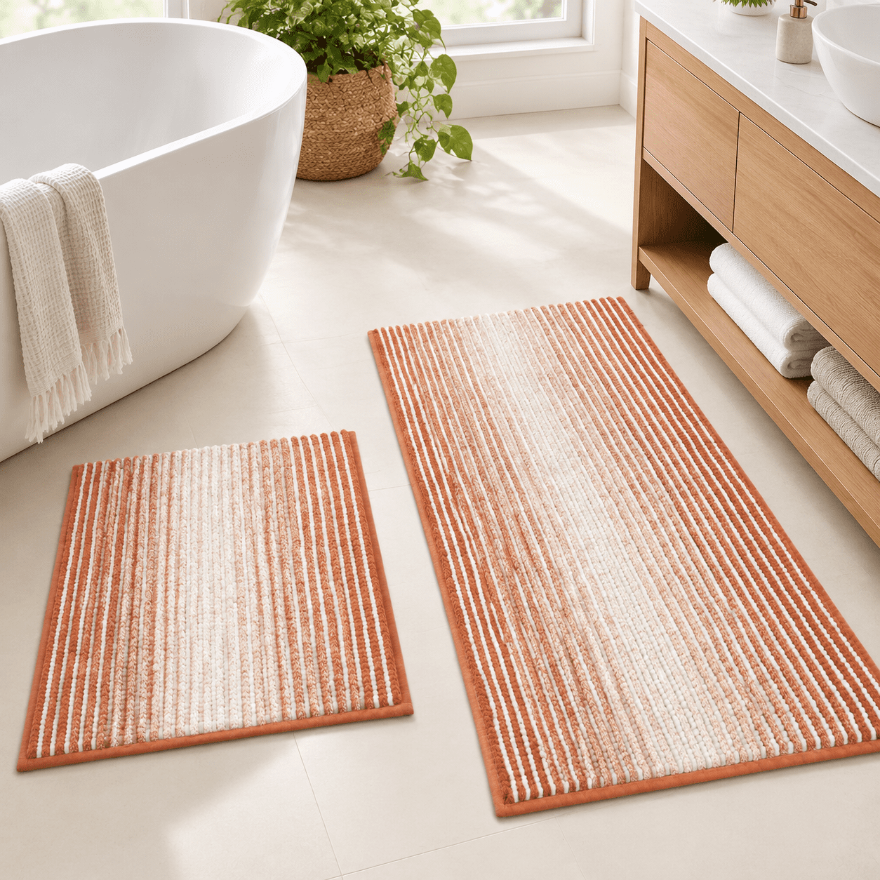 Light Orange 2 Piece Bath Rug Set 20