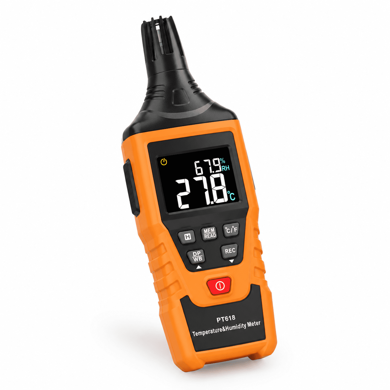 Temperature Humidity Sign Light Orange Digital Temperature Humidity Meter with Wet Bulb and Dew ...