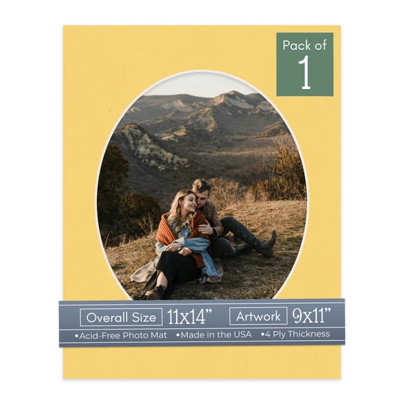 Light Orange Picture Frame Mat for 11x14 Frames - Oval Opening for 9x11 Photos - 1 Mat