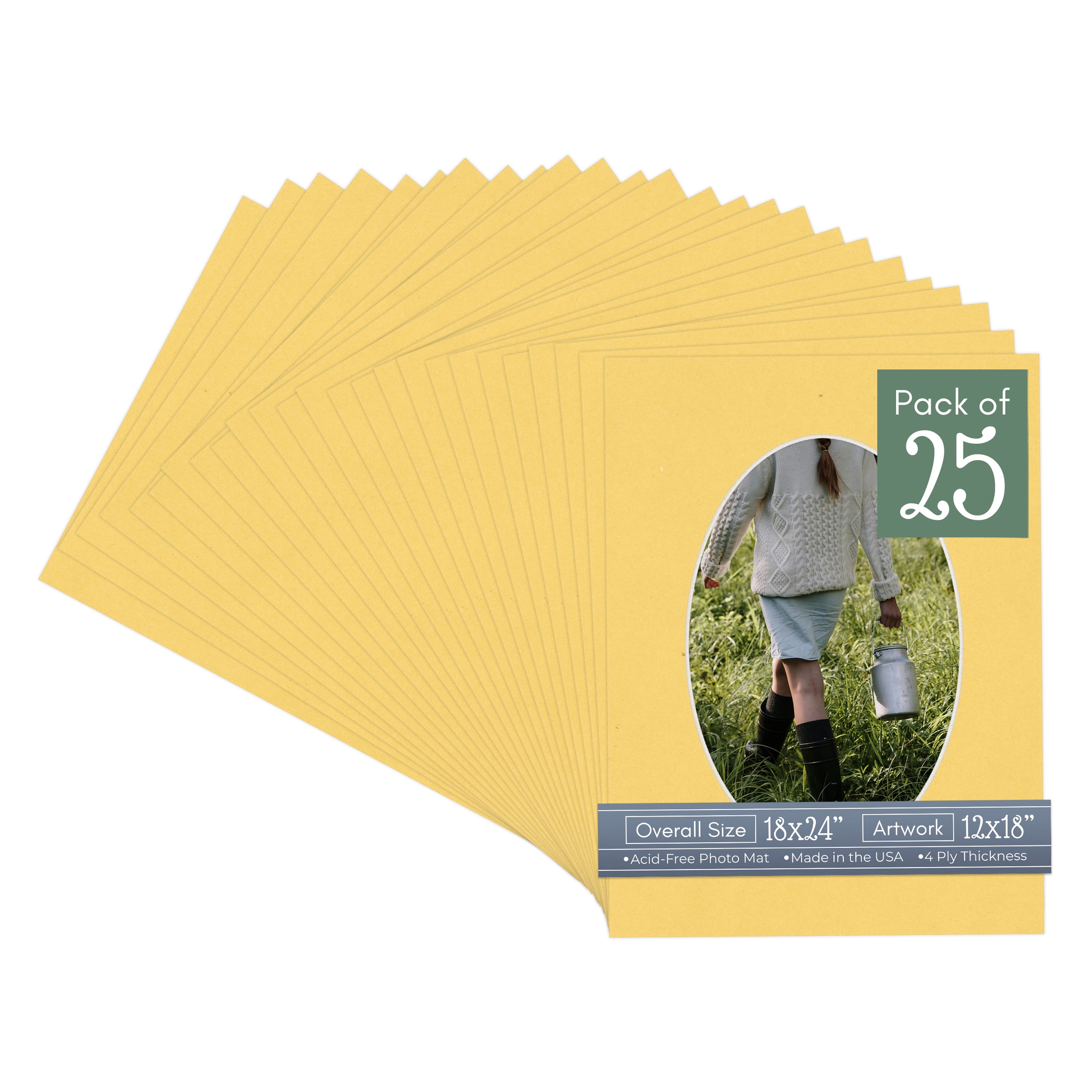 Light Orange Picture Frame Mat for 18x24 Frames - Oval Opening for 12x18 Photos - 25 Mats