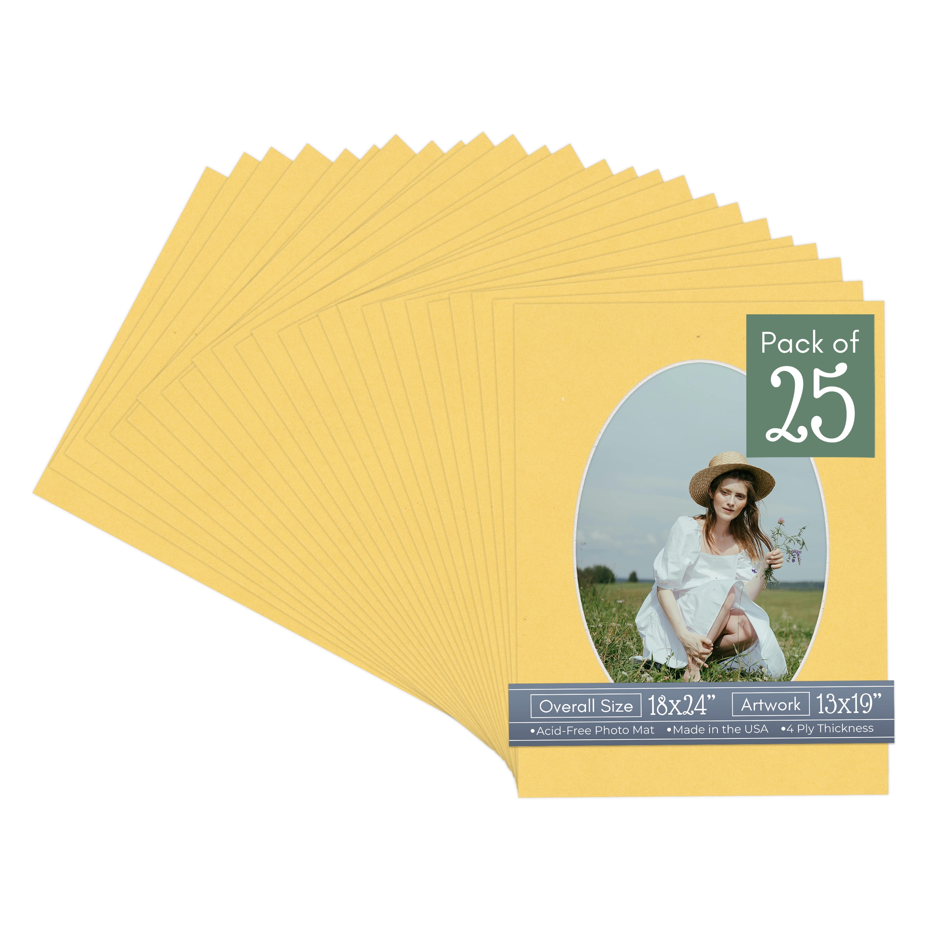Light Orange Picture Frame Mat for 18x24 Frames - Oval Opening for 13x19 Photos - 25 Mats