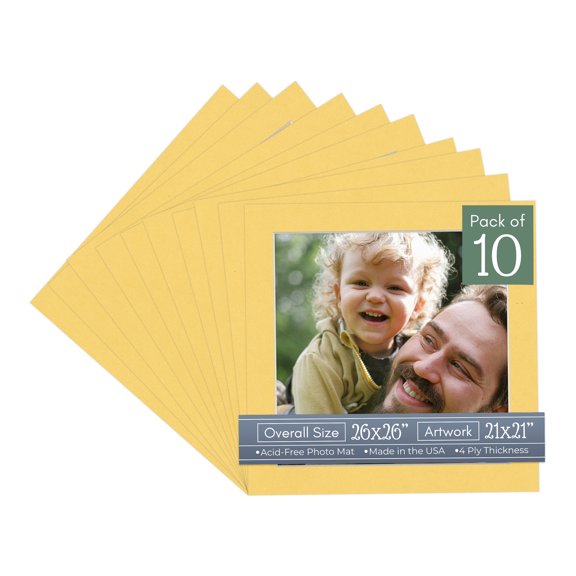 Light Orange Picture Frame Mat for 26x26 Frames - Fits 21x21 Photos - 10 Mats
