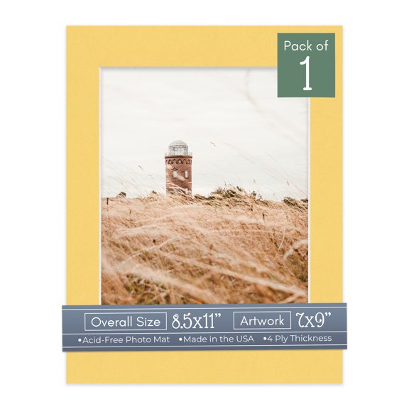 Light Orange Picture Frame Mat for 8.5x11 Frames - Fits 7x9 Photos - 1 Mat