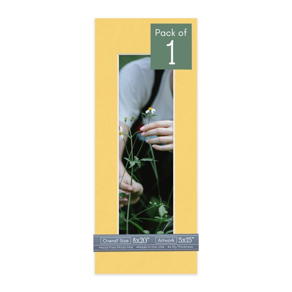 Light Orange Picture Frame Mat for 8x20 Frames - Fits 5x15 Photos - 1 Mat