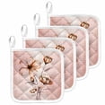 thumbnail image 1 of Light Orange Spring Floral Pot Holders for Kitchen Heatproof Potholder, 4 Pack Ombre Modern Art Vintage Hot Pads Multipurpose Oven Pads Cloth Potholders Trivet for Cooking and Baking, 1 of 8