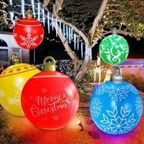 Light Up Inflatable Christmas Ball, 24 Inch Christmas Inflatables Blow Up Yard Decorations, Rechargeable LED Light & Remote for Indoor Outdoor Yard Garden Christmas Decorations
