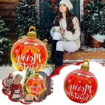 Light Up PVC Inflatable Christmas Ball,24 Inch Large Outdoor Decorated Ball Outdoor Christmas Decorations,New Years Christmas Ornaments with Light,Remote for Yard & Pool Decorations (Red) (Red) (red)