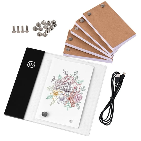 Light Pad,Tablet With 300 Pad Led Tablet Kit With Pad Screws Animation Cartoon With Pad Led Flipbook Paper Screws Animation Cartoon Creation 300 Flipbook Paper Flip Book Kit Qinquan Black