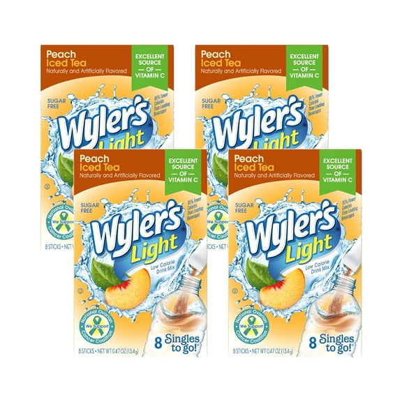 Light Peach Singles To Go Drink Mix 8 CT (Pack of 4)