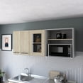 Light Pine 3-Door 2-Shelf Wall Cabinet, Wall Mounted Storage for ...