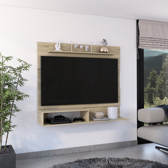 Light Pine Look, Particle Board | Accommodates 55" TV in Living Space