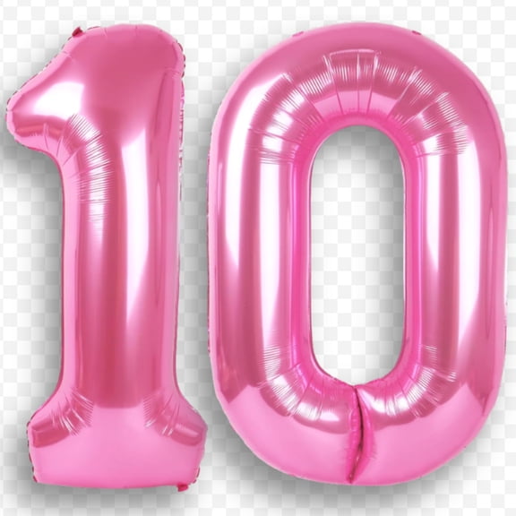 Light Pink 10 Foil Balloons Number 16 inch - Air Fill Only Mylar Number Balloon Pink for 10th Birthday Party, Anniversary, Grade 10 Event Decorations