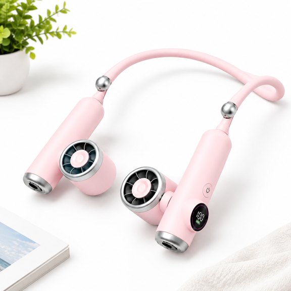 Light Pink 2-in-1 Detachable Portable Neck & Handheld Personal Fan